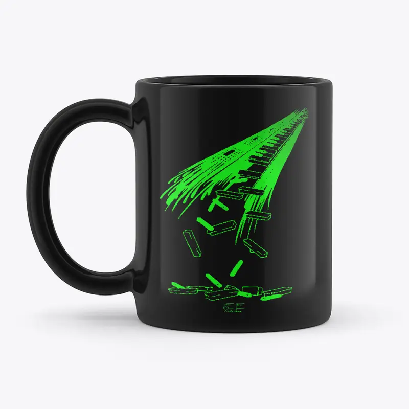 Gloss Black Lime Falling Keys Mug