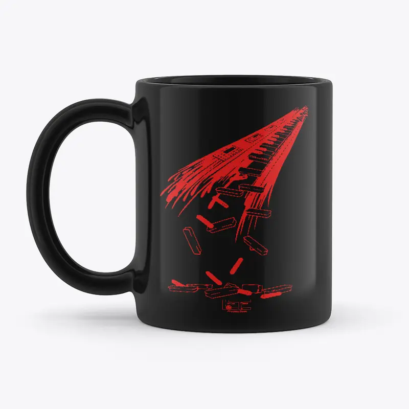 Gloss Black Red Falling Keys Mug