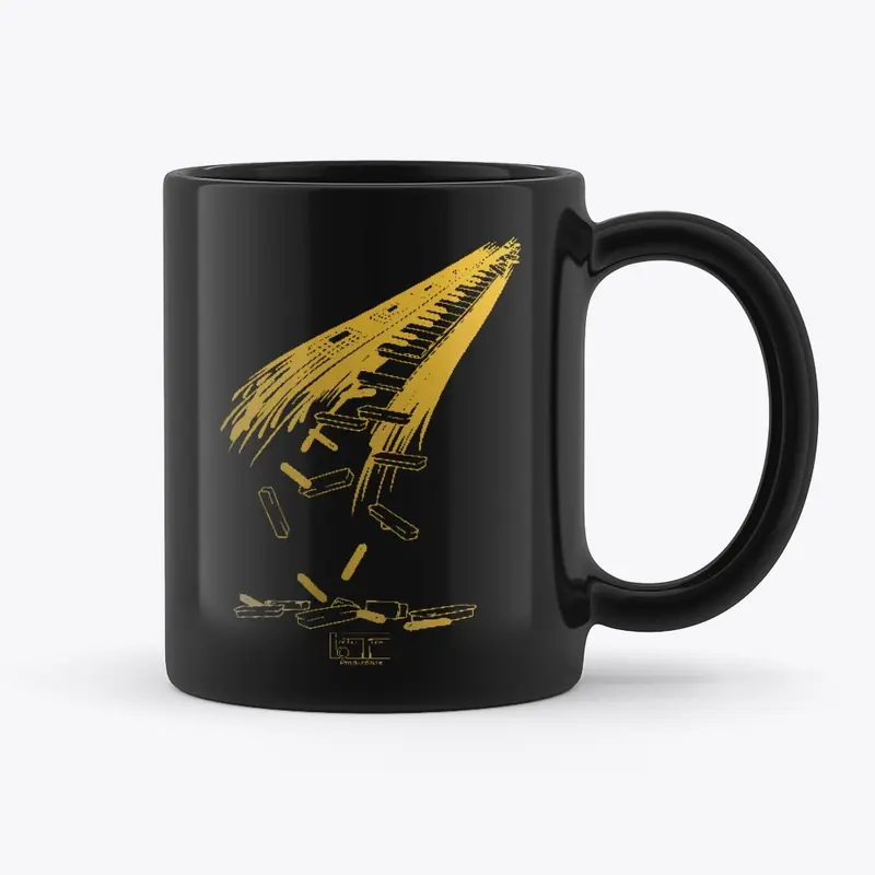 Gloss Black Bright Gold Falling Keys Mug